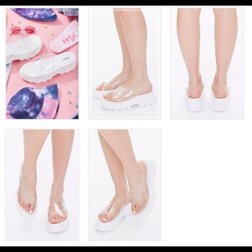 Transparent and white platform sandals NWT
